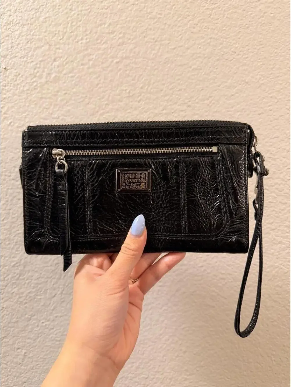 Black Patent Leather Coach Poppy Wristlet